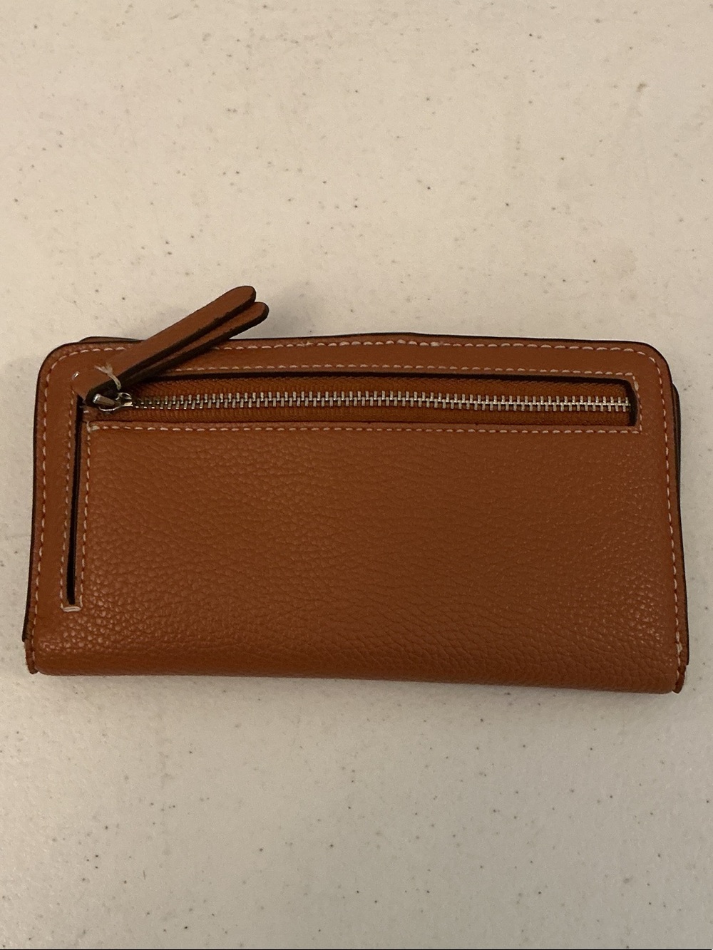 Vera Bradley Pebble-Grain Leather Wallet with patterned cotton fabric interior.